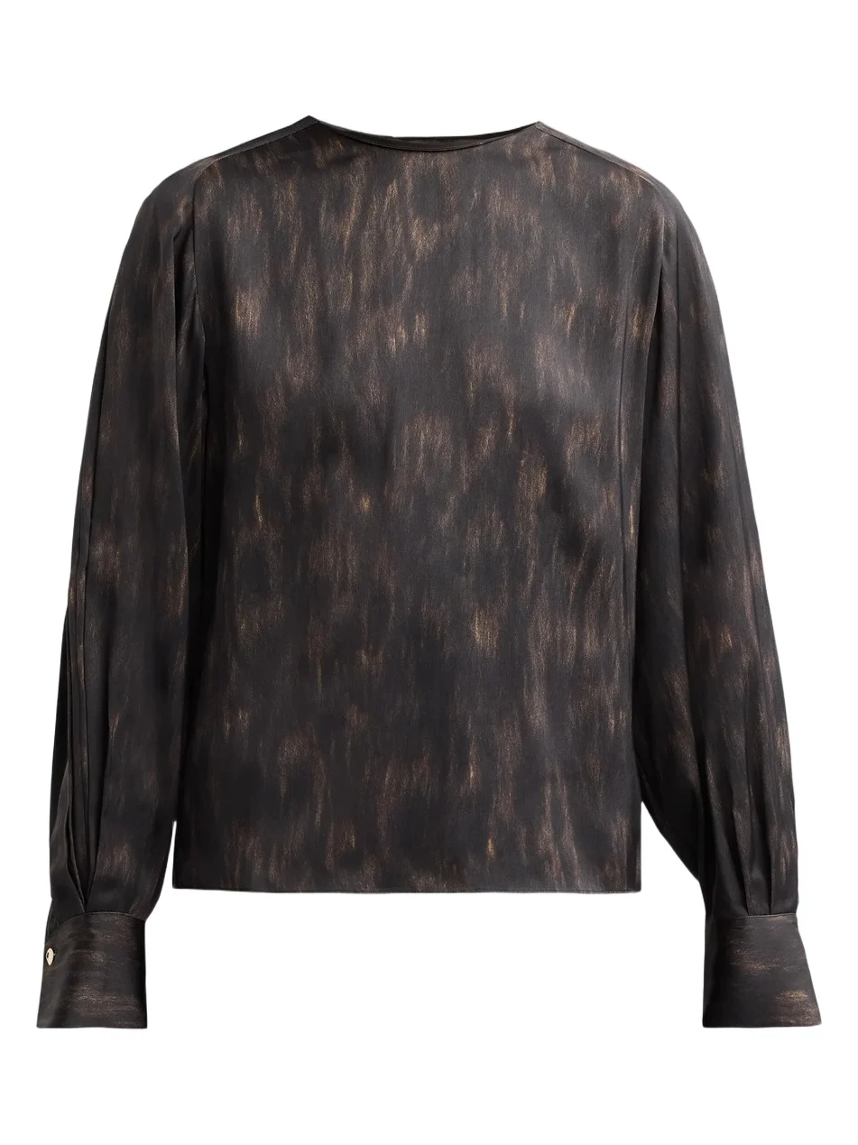 Women's Spotted Tie-Detail Long-Sleeve Top Women's Spotted Tie-Detail Long-Sleeve Top