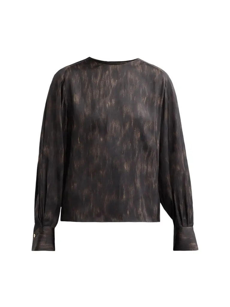 Vince Women's Spotted Tie-Detail Long-Sleeve Top