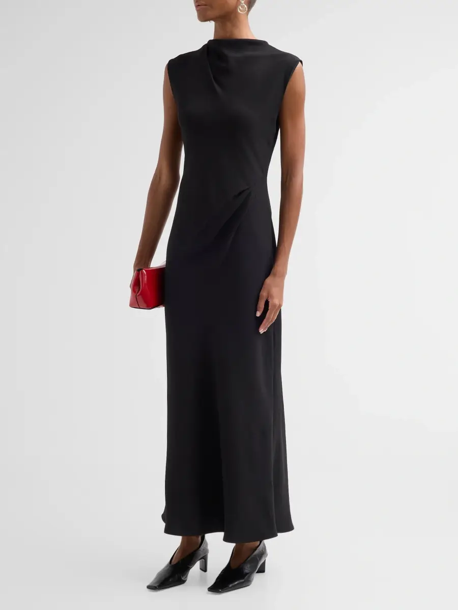 Vince Women's Draped Mock Turtleneck Maxi Dress | Thumbnail 4 Vince Women's Draped Mock Turtleneck Maxi Dress | Thumbnail 4