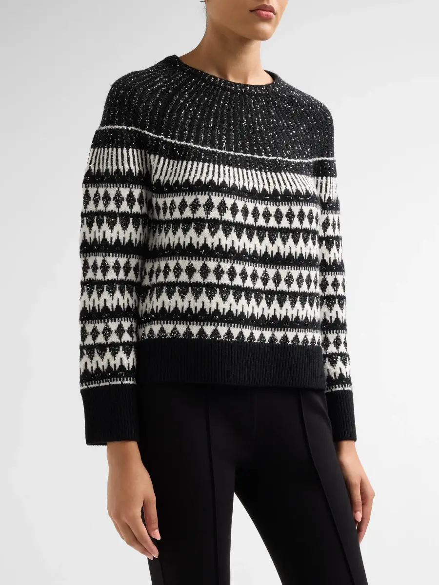 Elie Tahari Women's The Coco Fair Isle-Inspired Wool-Cashmere Crewneck Sweater | Thumbnail 4 Elie Tahari Women's The Coco Fair Isle-Inspired Wool-Cashmere Crewneck Sweater | Thumbnail 4