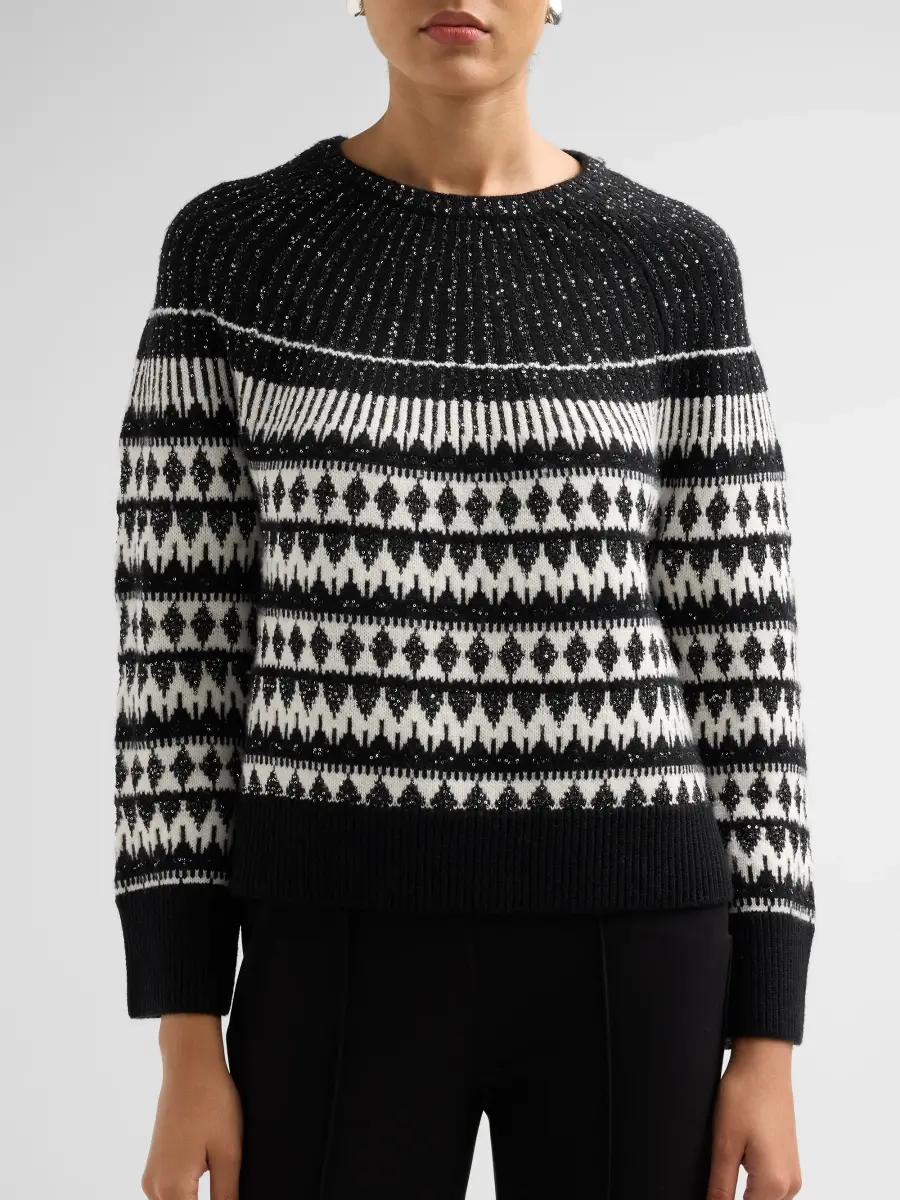 Elie Tahari Women's The Coco Fair Isle-Inspired Wool-Cashmere Crewneck Sweater | Thumbnail 5 Elie Tahari Women's The Coco Fair Isle-Inspired Wool-Cashmere Crewneck Sweater | Thumbnail 5