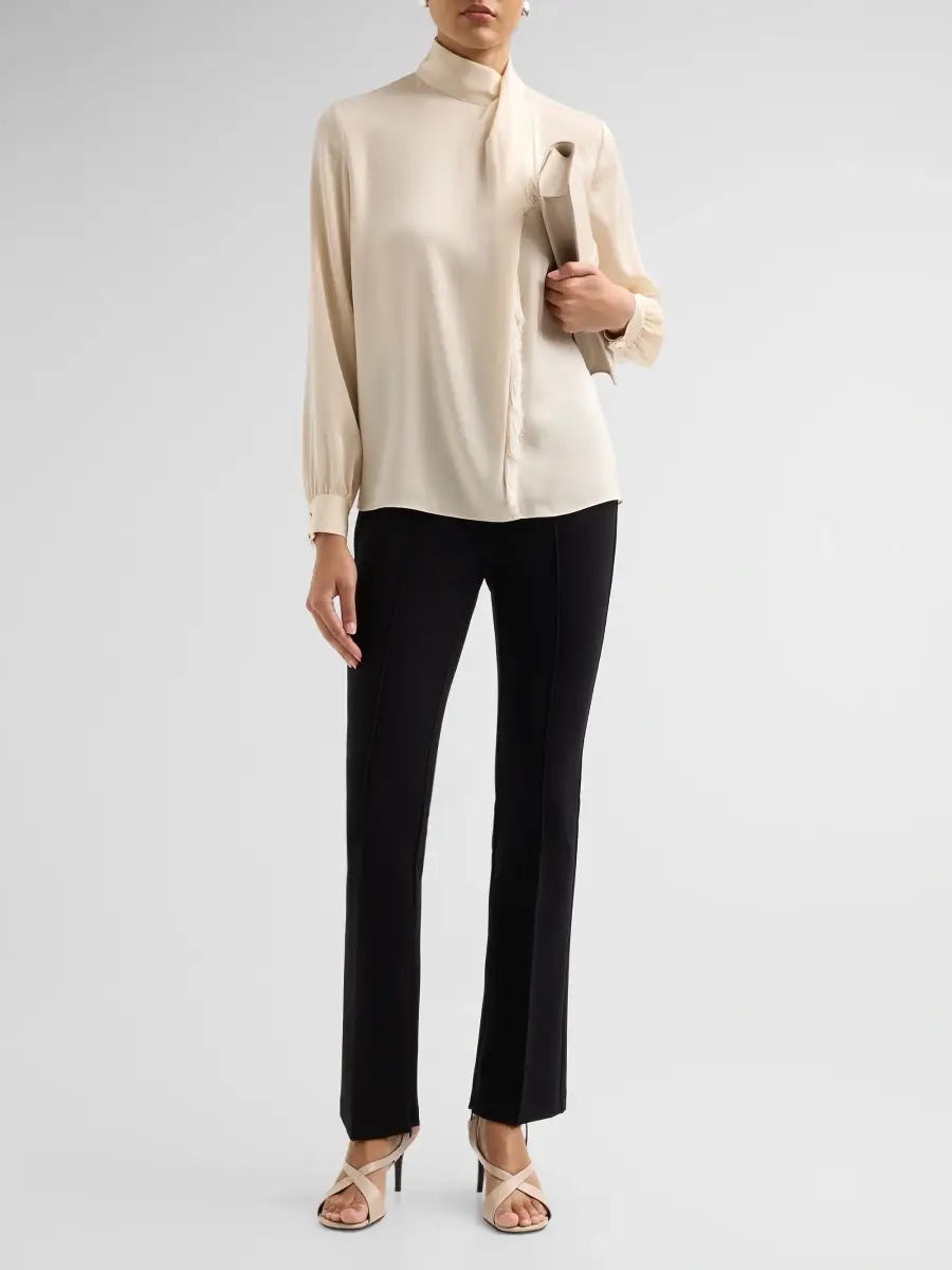 Elie Tahari Women's Jaden Fringe Stretch-Silk Blouse | Thumbnail 2