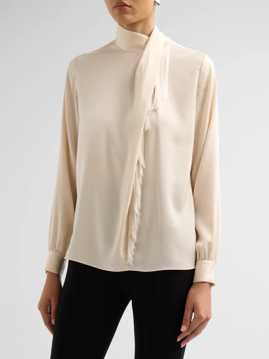 Elie Tahari Women's Jaden Fringe Stretch-Silk Blouse | Thumbnail 4