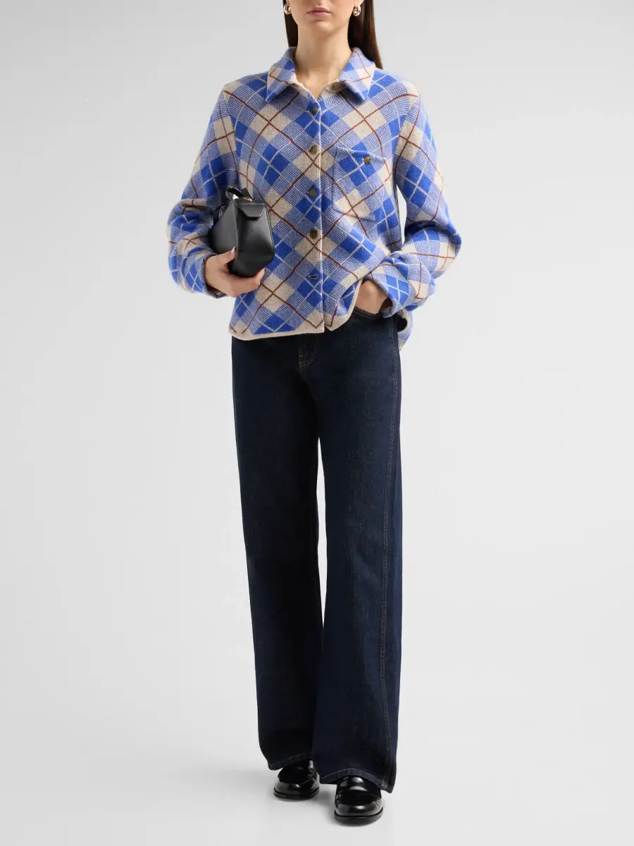 Guest In Residence Women's Dylan Plaid Cashmere-Knit Shirt | Thumbnail 2