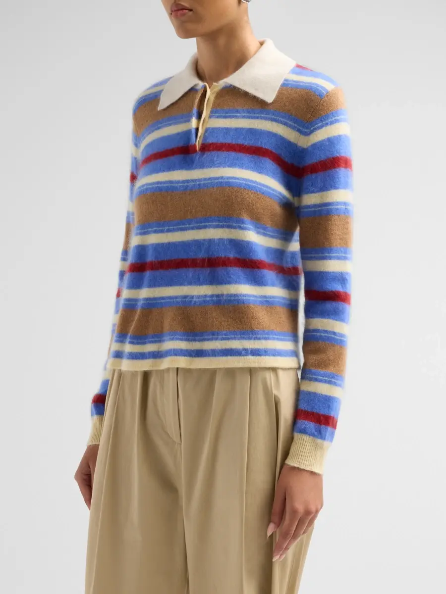 Guest In Residence Women's Grizzly Cashmere Crop Rugby Sweater | Thumbnail 4 Guest In Residence Women's Grizzly Cashmere Crop Rugby Sweater | Thumbnail 4