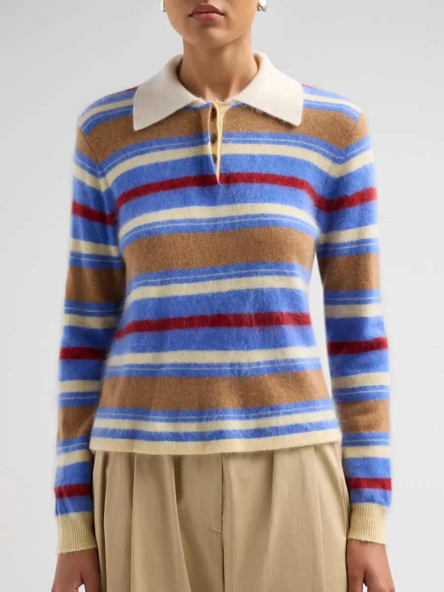 Guest In Residence Women's Grizzly Cashmere Crop Rugby Sweater | Thumbnail 5 Guest In Residence Women's Grizzly Cashmere Crop Rugby Sweater | Thumbnail 5