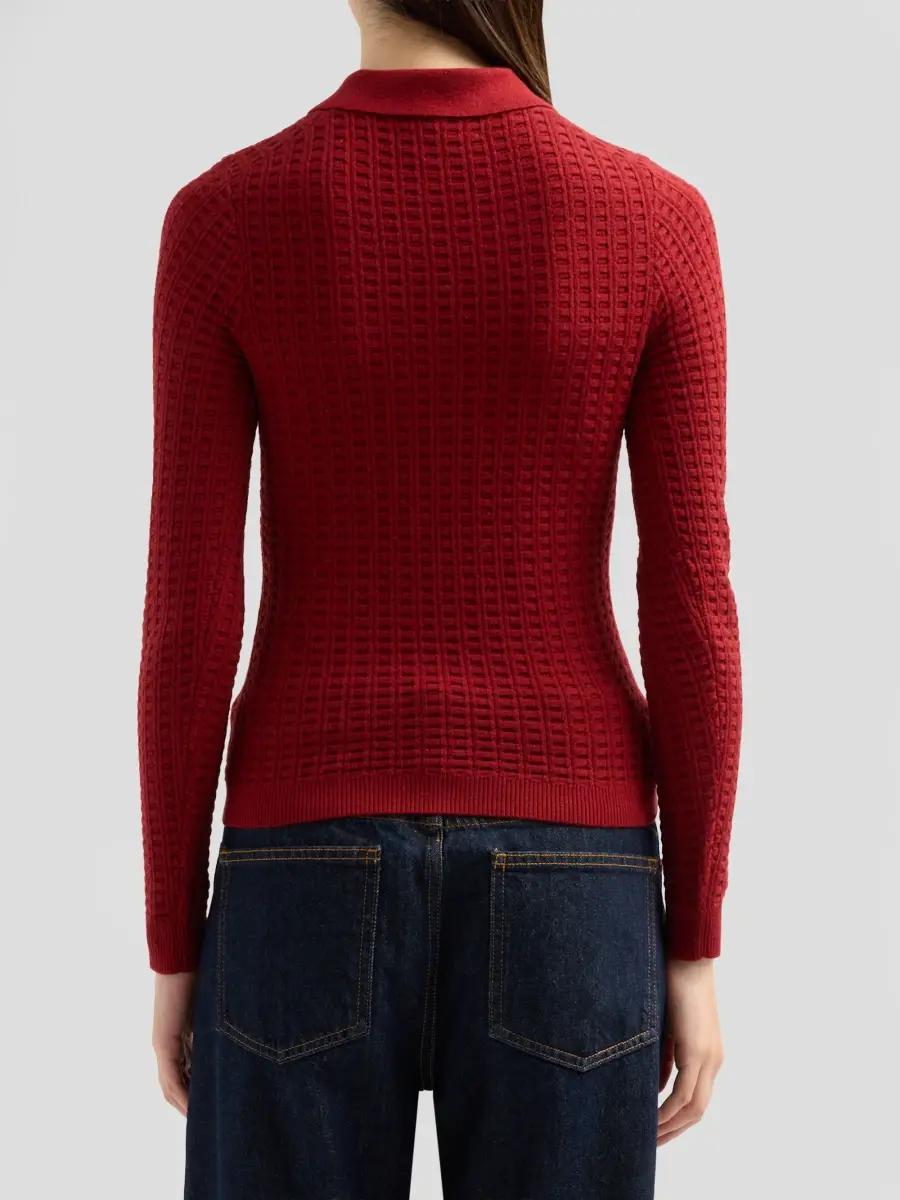 Guest In Residence Women's Cashmere Waffle-Knit Polo Sweater | Thumbnail 3 Guest In Residence Women's Cashmere Waffle-Knit Polo Sweater | Thumbnail 3
