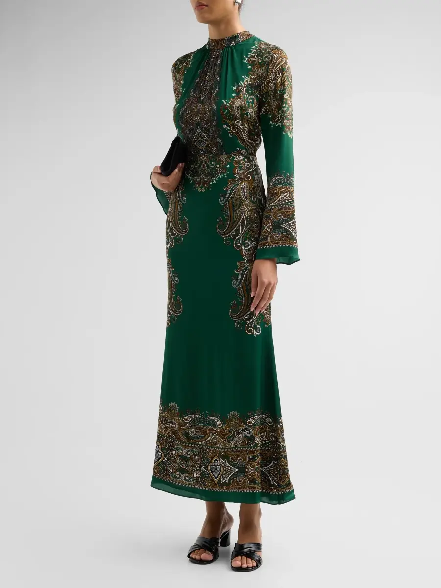 Elie Tahari Women's Amaya Paisley Silk-Blend Maxi Dress | Thumbnail 4 Elie Tahari Women's Amaya Paisley Silk-Blend Maxi Dress | Thumbnail 4
