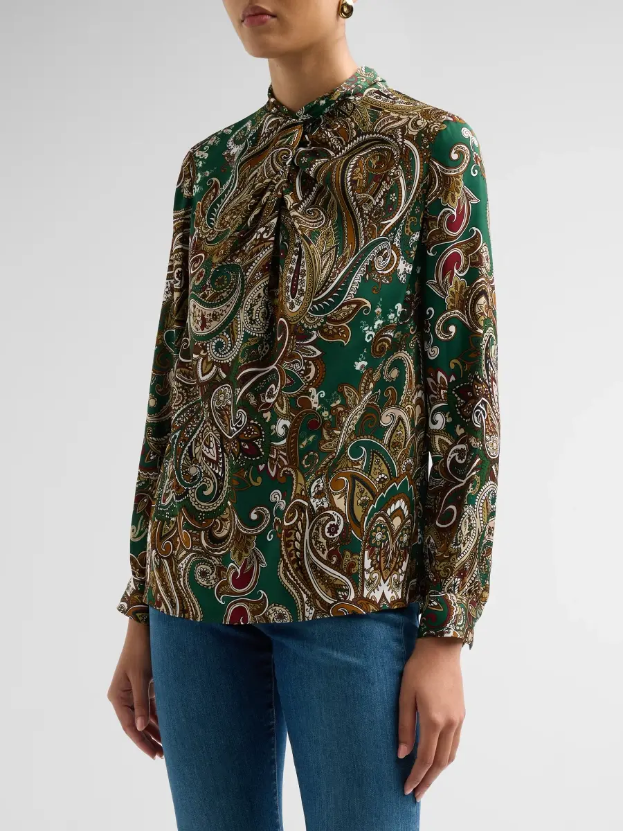 Elie Tahari Women's Nora Paisley Silk-Blend Twist-Neck Blouse | Thumbnail 4 Elie Tahari Women's Nora Paisley Silk-Blend Twist-Neck Blouse | Thumbnail 4