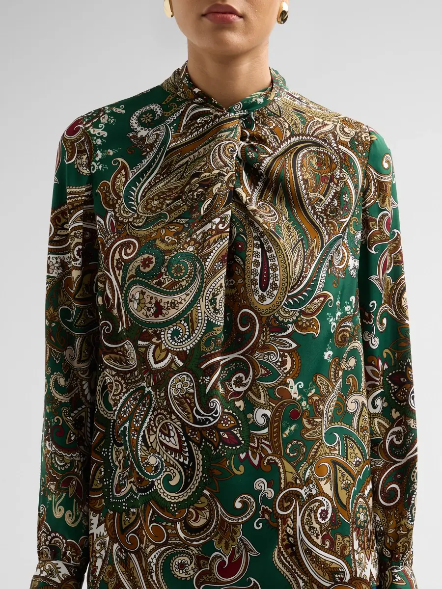 Elie Tahari Women's Nora Paisley Silk-Blend Twist-Neck Blouse | Thumbnail 5 Elie Tahari Women's Nora Paisley Silk-Blend Twist-Neck Blouse | Thumbnail 5