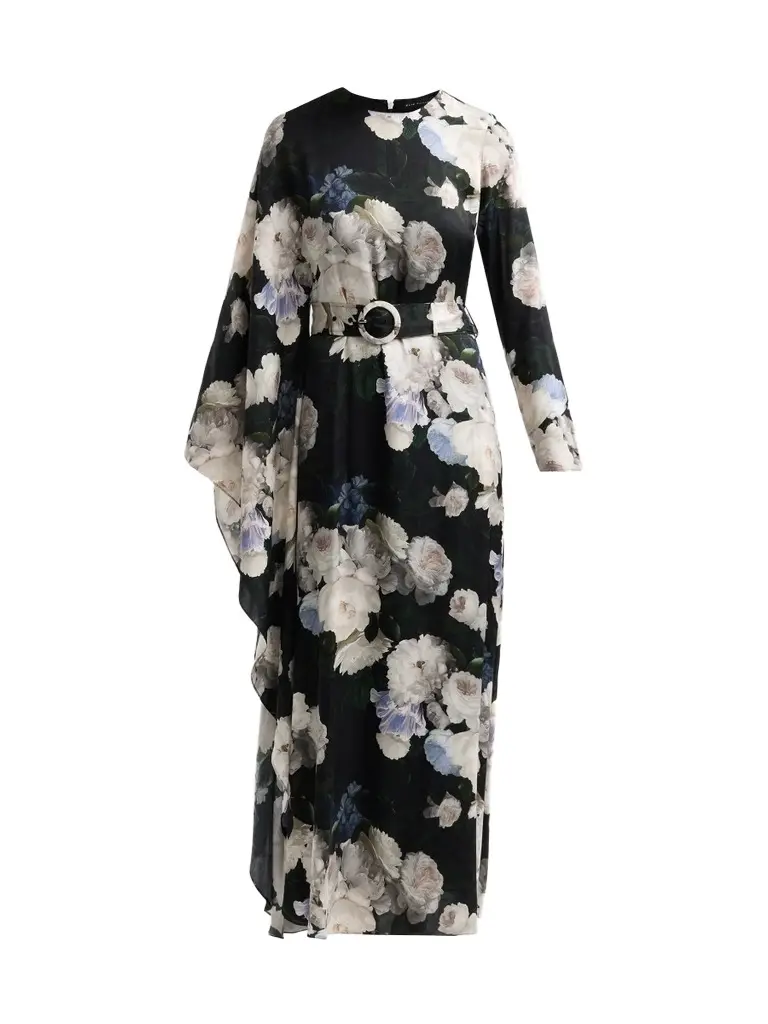 Elie Tahari Women's Aurelia Floral Silk-Blend Belted Maxi Dress