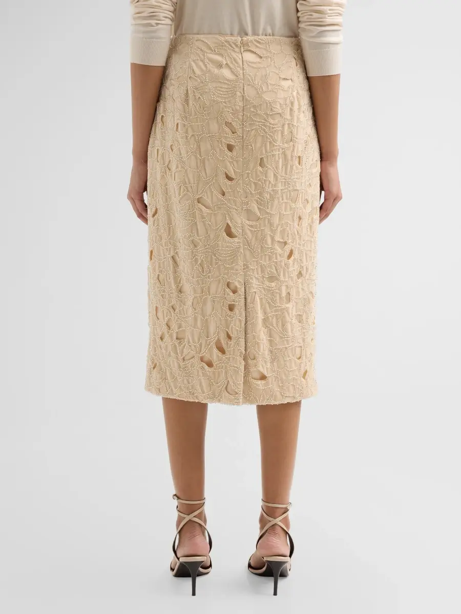 Elie Tahari Women's Violet Embellished Velvet Cut-Out Midi Skirt | Thumbnail 3 Elie Tahari Women's Violet Embellished Velvet Cut-Out Midi Skirt | Thumbnail 3