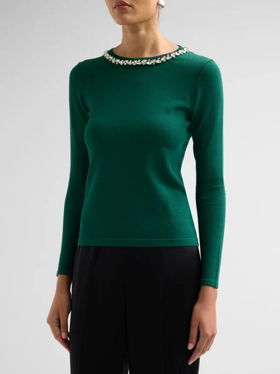 Elie Tahari Women's Aiden Embellished Crewneck Sweater | Thumbnail 4