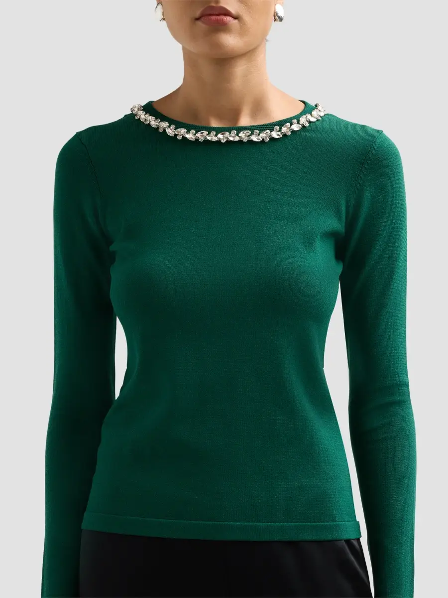 Elie Tahari Women's Aiden Embellished Crewneck Sweater | Thumbnail 5