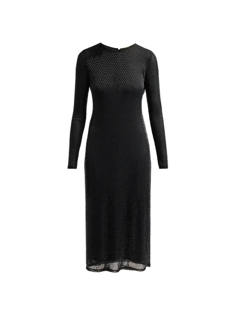 Elie Tahari Women's The Luna Embellished Mesh Crewneck Maxi Dress