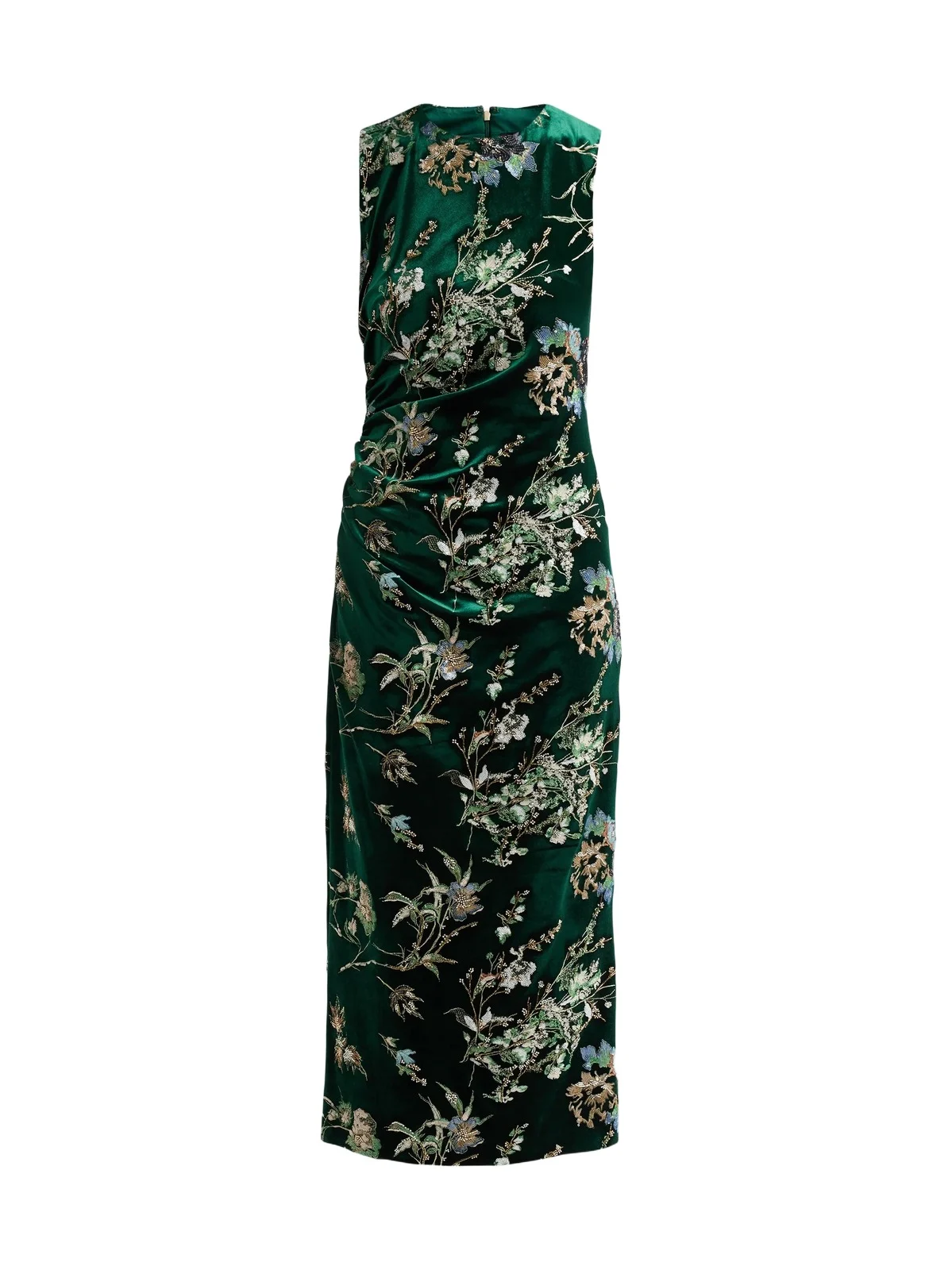 Women's Fiora Embroidered Velvet Crewneck Midi Dress Women's Fiora Embroidered Velvet Crewneck Midi Dress