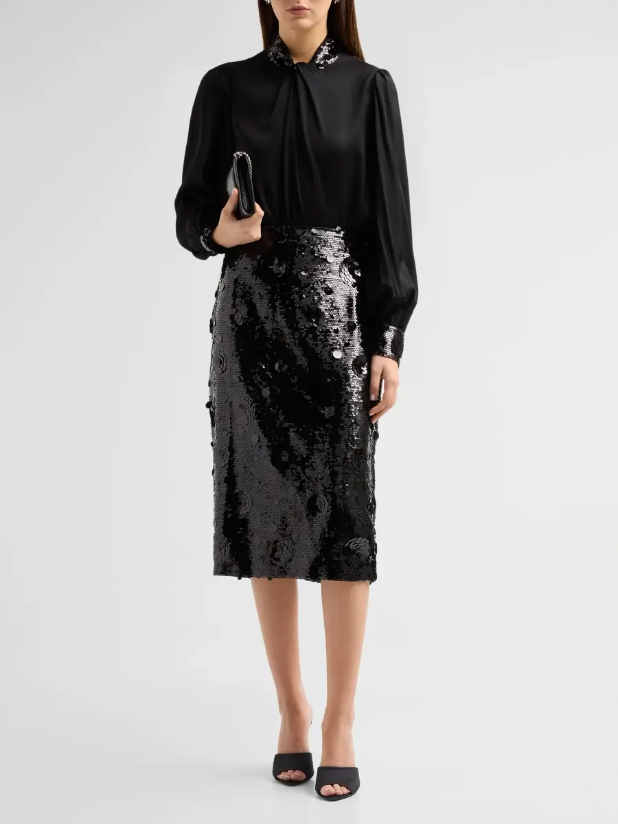 Elie Tahari Women's The Amira Embellished Stretch-Silk Blouse | Thumbnail 2 Elie Tahari Women's The Amira Embellished Stretch-Silk Blouse | Thumbnail 2