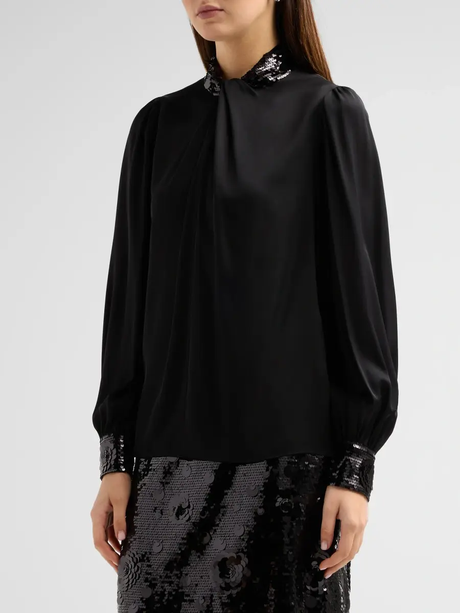 Elie Tahari Women's The Amira Embellished Stretch-Silk Blouse | Thumbnail 4 Elie Tahari Women's The Amira Embellished Stretch-Silk Blouse | Thumbnail 4