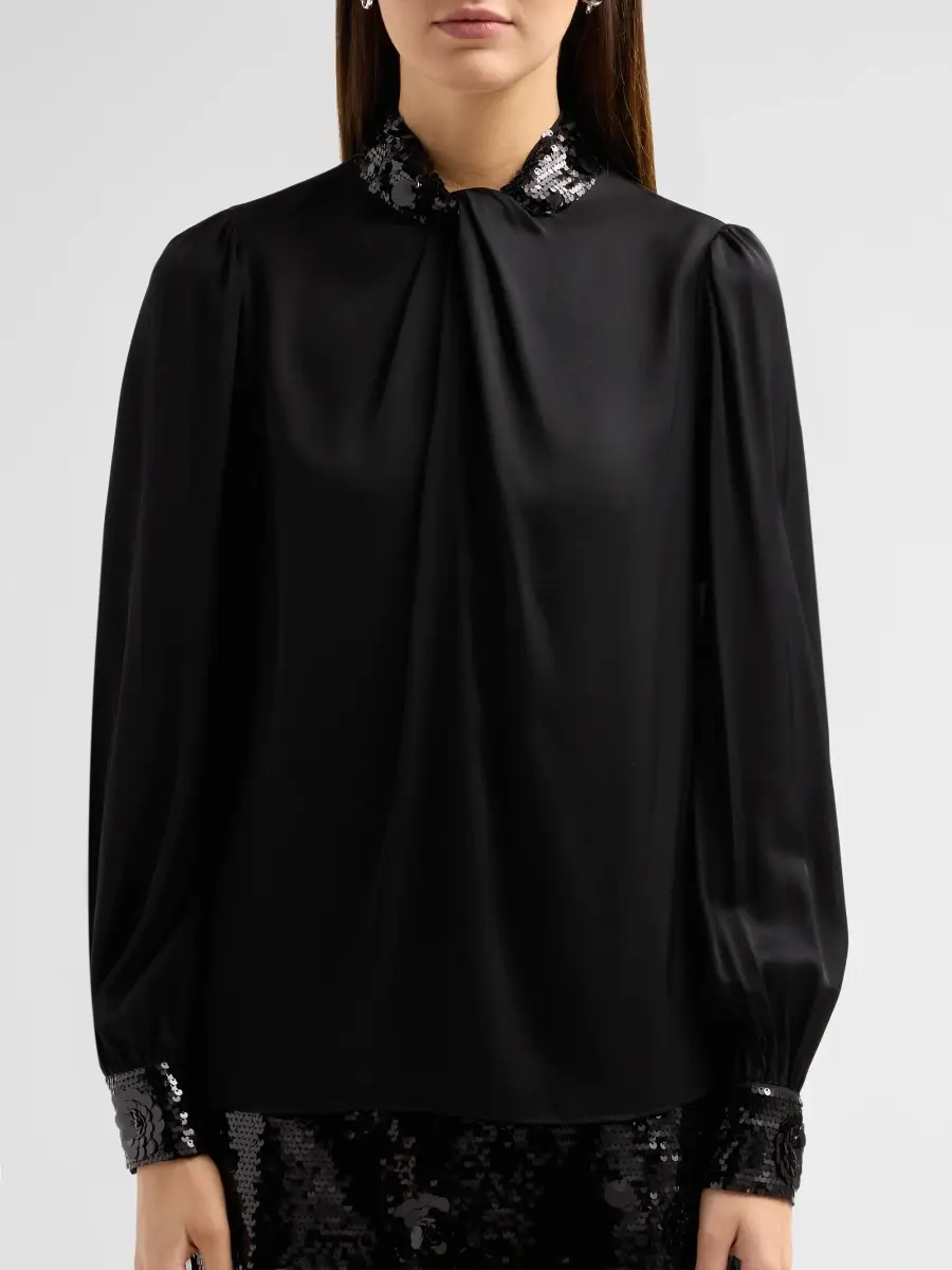 Elie Tahari Women's The Amira Embellished Stretch-Silk Blouse | Thumbnail 5 Elie Tahari Women's The Amira Embellished Stretch-Silk Blouse | Thumbnail 5