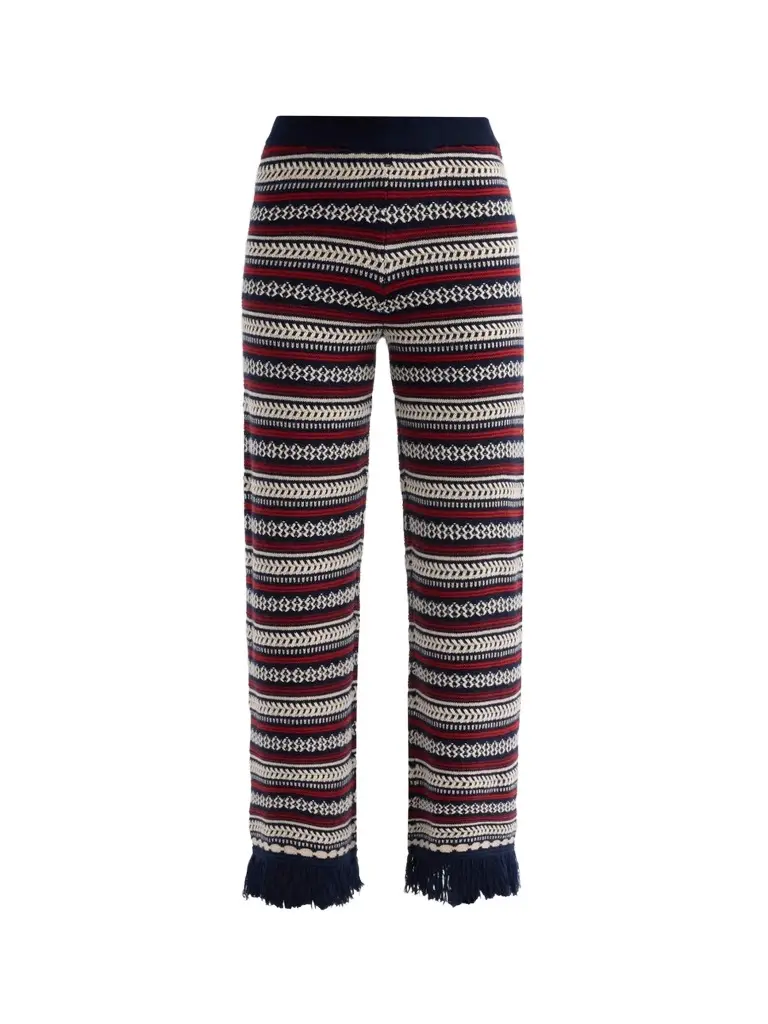 Women's Western Striped Wool-Cashmere Knit Pants Women's Western Striped Wool-Cashmere Knit Pants