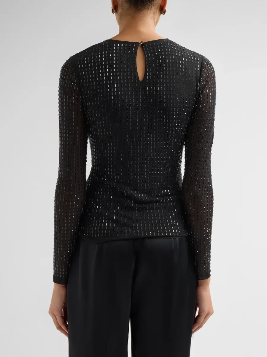 Elie Tahari Women's Luna Embellished Mesh Top | Thumbnail 3