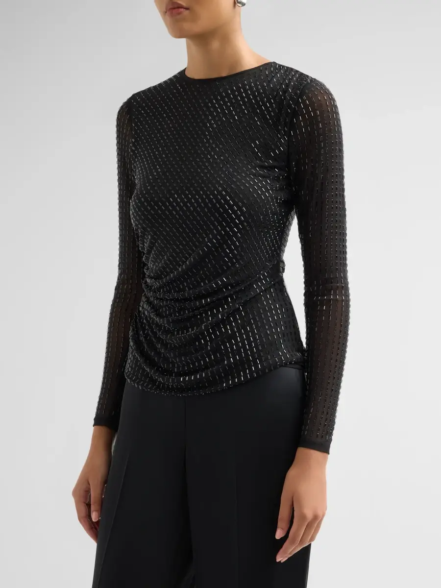 Elie Tahari Women's Luna Embellished Mesh Top | Thumbnail 4