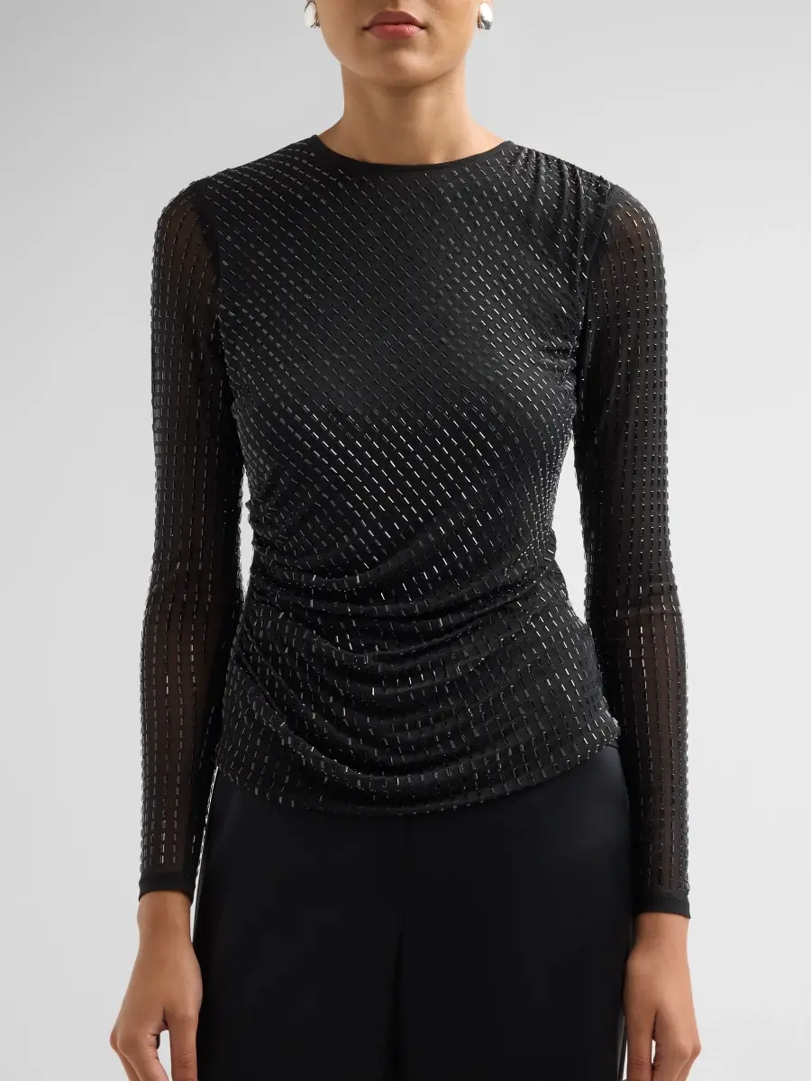Elie Tahari Women's Luna Embellished Mesh Top | Thumbnail 5