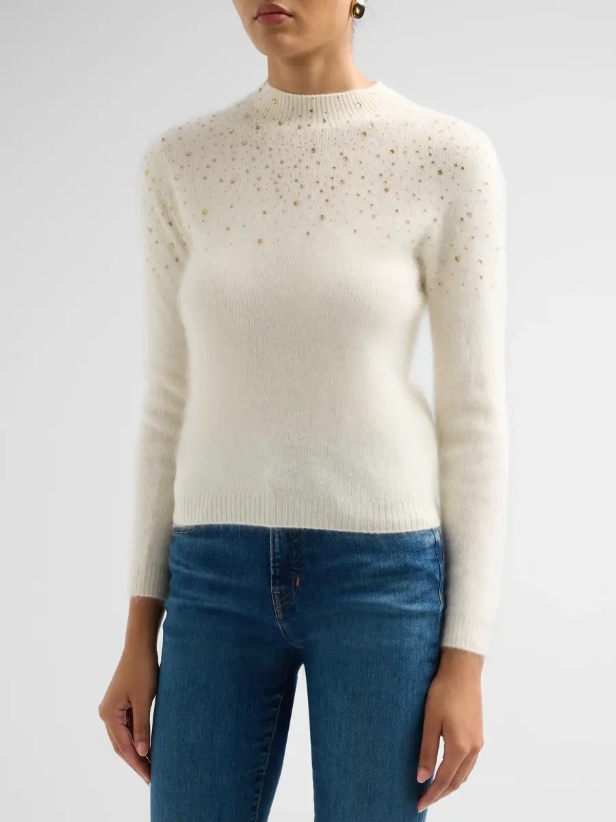 Elie Tahari Women's Andi Embellished Cashmere Mock-Turtleneck Sweater | Thumbnail 4
