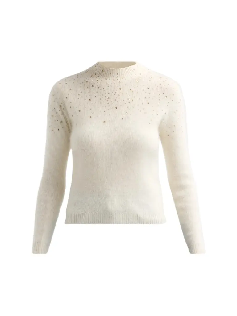 Elie Tahari Women's Andi Embellished Cashmere Mock-Turtleneck Sweater