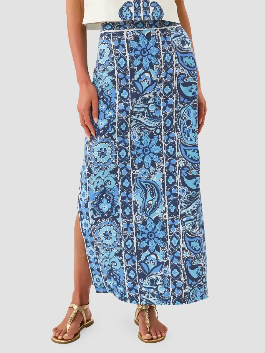 Lilly Pulitzer Women's Sanders Paisley Stretch-Cotton Maxi Skirt | Thumbnail 4