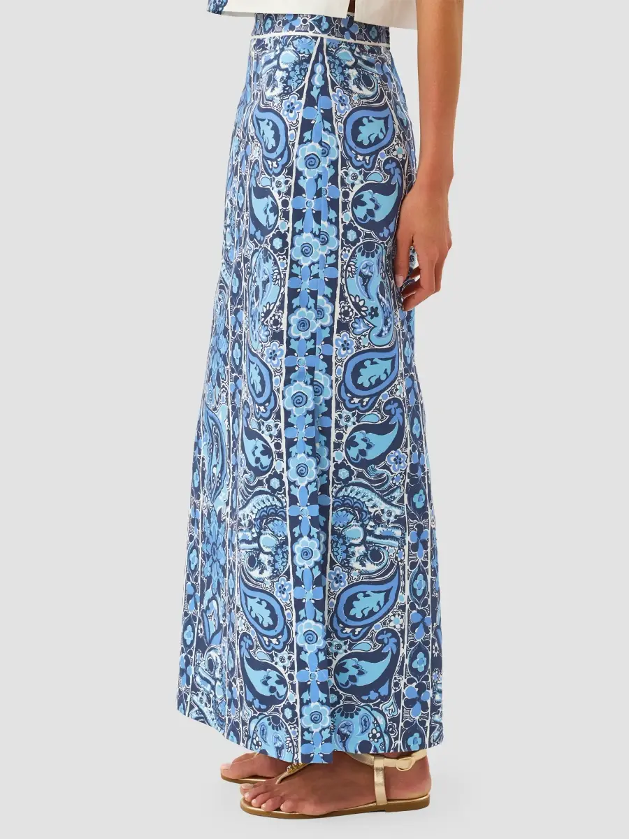 Lilly Pulitzer Women's Sanders Paisley Stretch-Cotton Maxi Skirt | Thumbnail 6