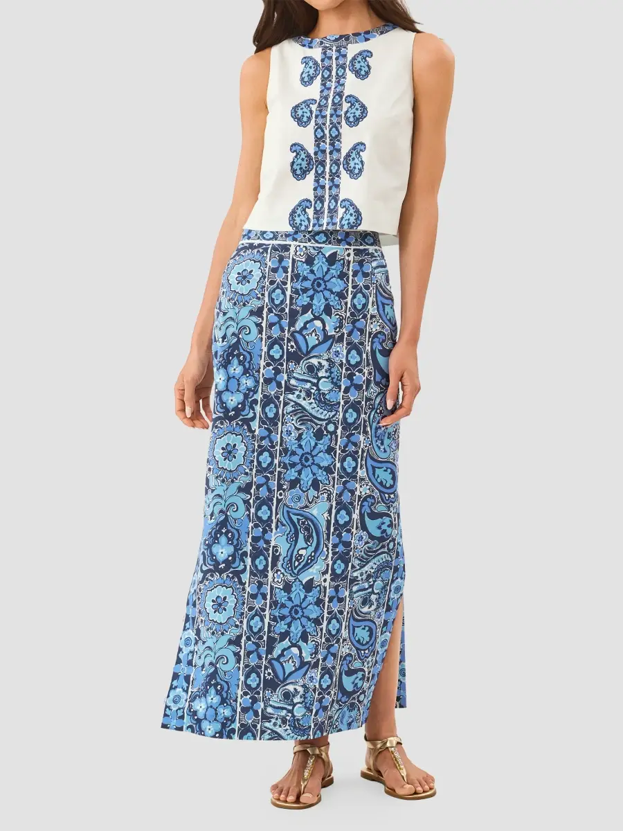 Lilly Pulitzer Women's Annaleese Paisley Stretch Cotton Poplin Sleeveless Crop Top | Thumbnail 2