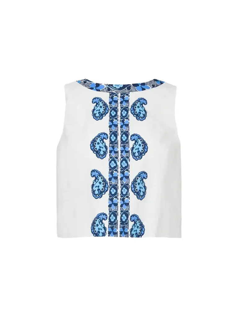 Lilly Pulitzer Women's Annaleese Paisley Stretch Cotton Poplin Sleeveless Crop Top