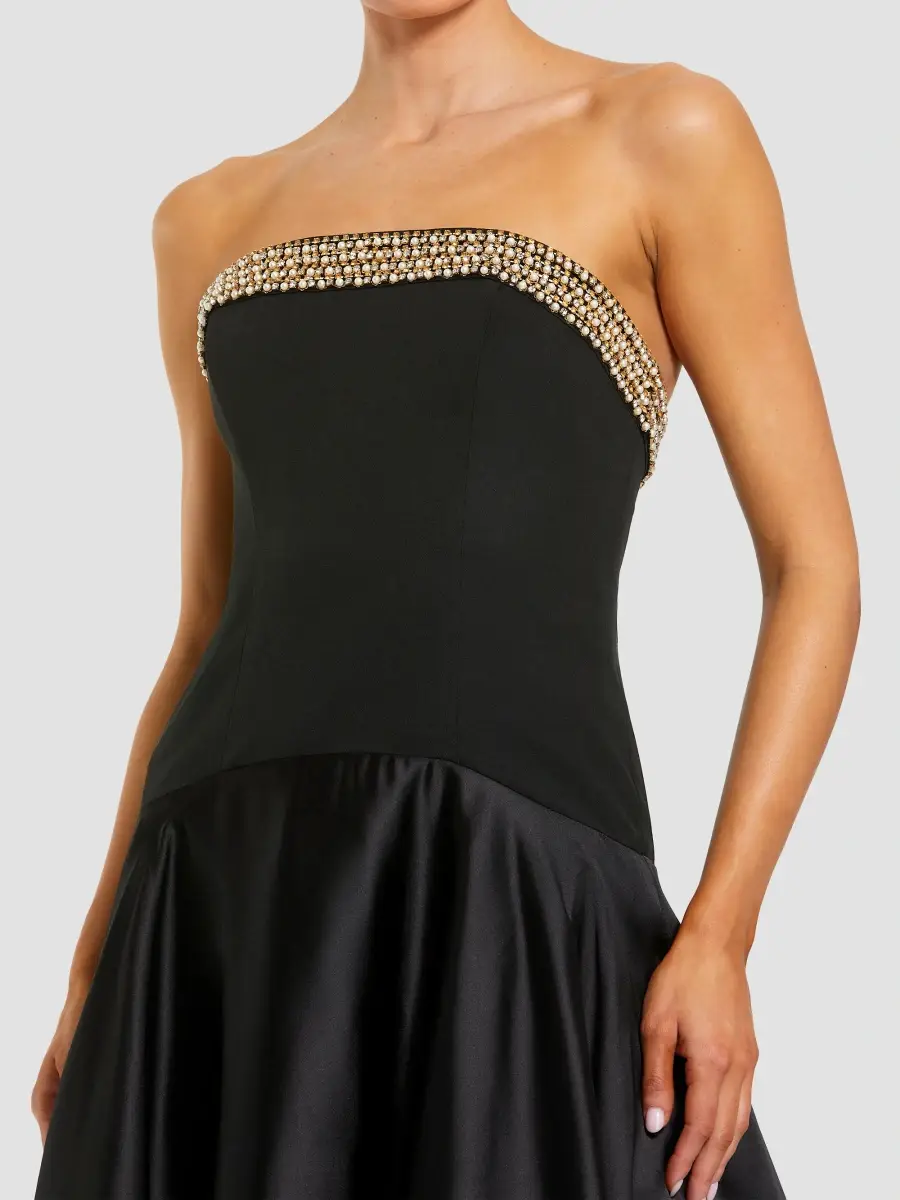 Mac Duggal Women's Beaded-Trim Crepe-Satin Drop-Waist Gown | Thumbnail 4 Mac Duggal Women's Beaded-Trim Crepe-Satin Drop-Waist Gown | Thumbnail 4