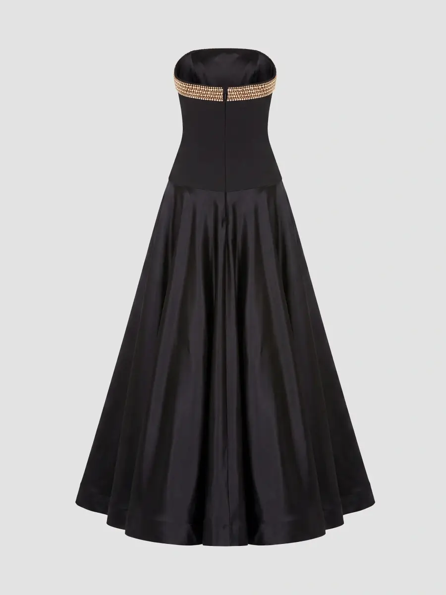 Mac Duggal Women's Beaded-Trim Crepe-Satin Drop-Waist Gown | Thumbnail 5 Mac Duggal Women's Beaded-Trim Crepe-Satin Drop-Waist Gown | Thumbnail 5