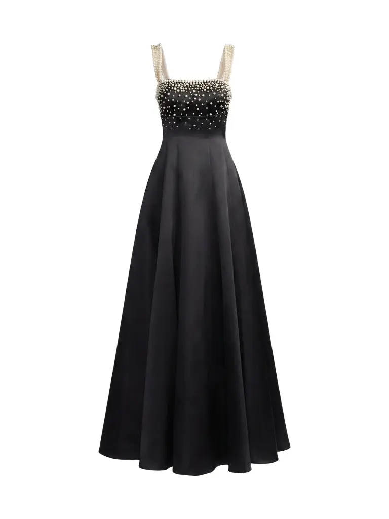 Women's Embellished Satin A-Line Evening Gown