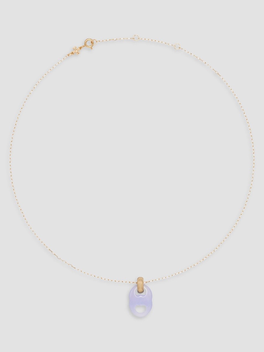 Tory Burch Women's Gemini 18K-Gold-Plated & Jade Pendant Necklace