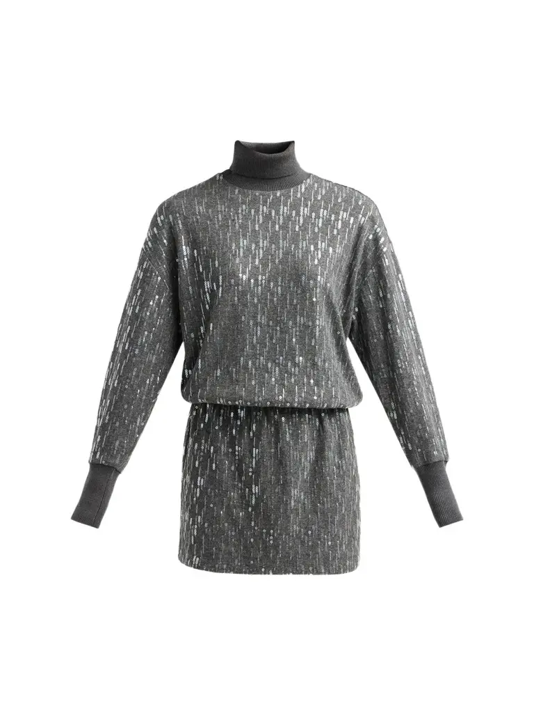 Ramy Brook Women's Soleil Sequin Knit Turtleneck Mini Dress