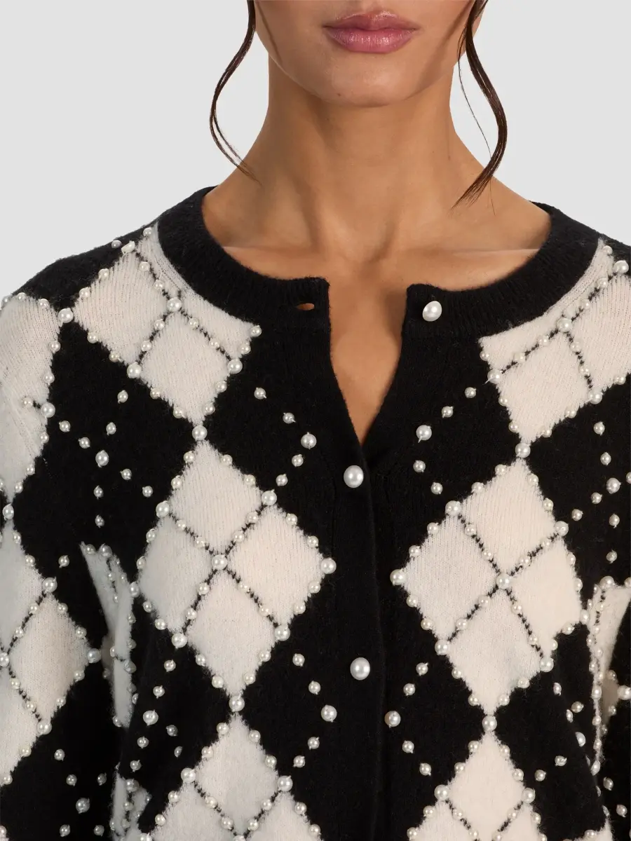 Alice + Olivia Women's Carolee Embellished Argyle Cardigan | Thumbnail 5 Alice + Olivia Women's Carolee Embellished Argyle Cardigan | Thumbnail 5