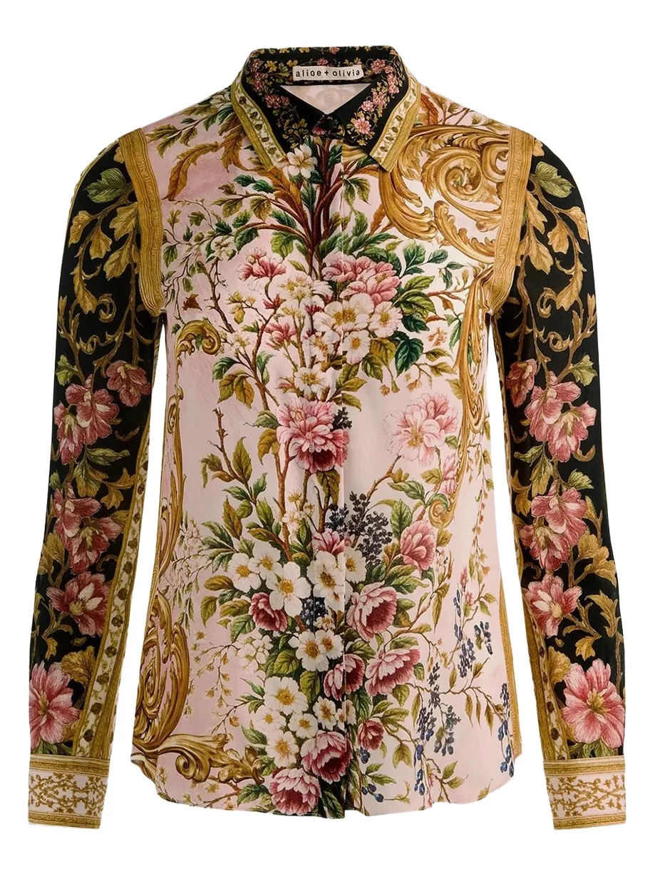 Women's Willa Floral Silk Button-Front Top Women's Willa Floral Silk Button-Front Top