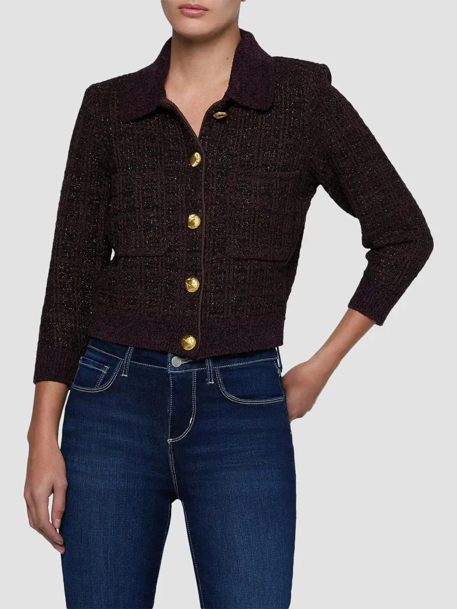 L'Agence Women's Morrigan Tweed Stitch Cardigan | Thumbnail 4 L'Agence Women's Morrigan Tweed Stitch Cardigan | Thumbnail 4