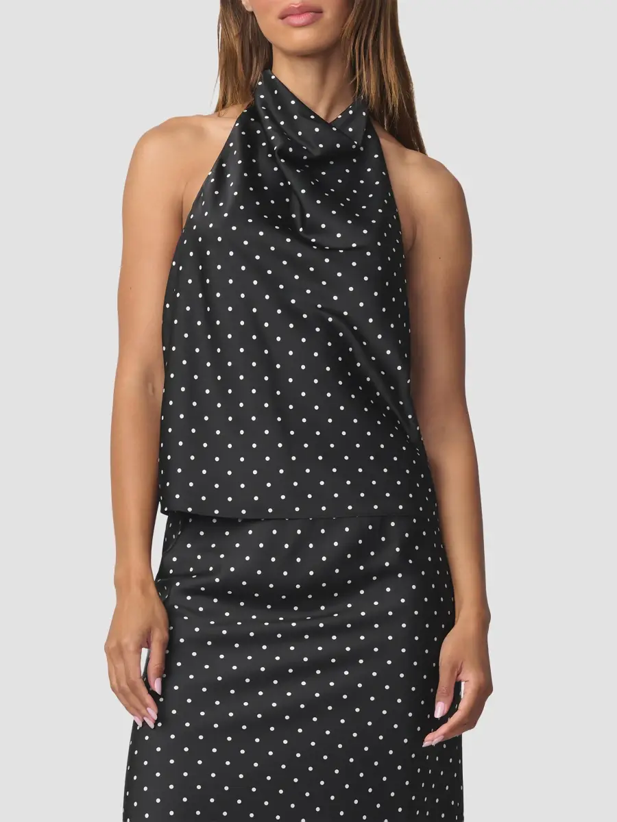 Joe's Jeans Women's The Ines Polka Dot Draped Halterneck Top | Thumbnail 4