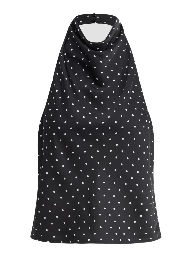 Joe's Jeans Women's The Ines Polka Dot Draped Halterneck Top