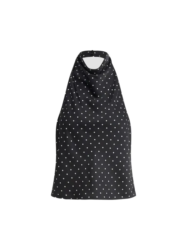 Joe's Jeans Women's The Ines Polka Dot Draped Halterneck Top
