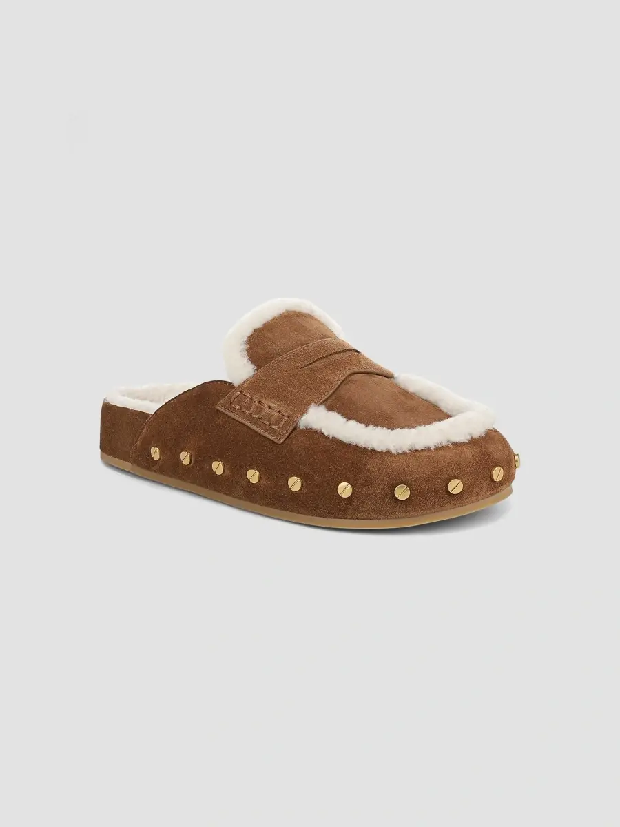 Veronica Beard Women's Fenix Studded Shearling Loafer Mules | Thumbnail 2