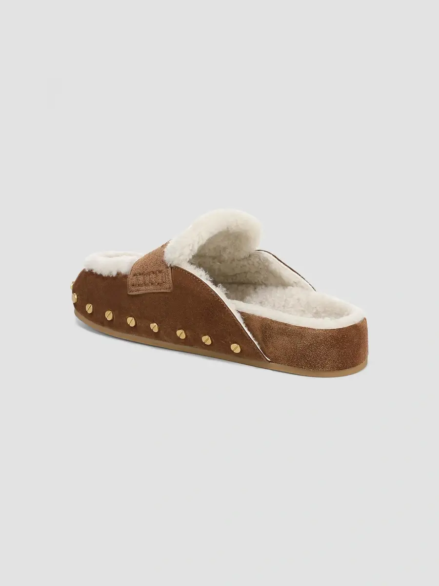 Veronica Beard Women's Fenix Studded Shearling Loafer Mules | Thumbnail 3