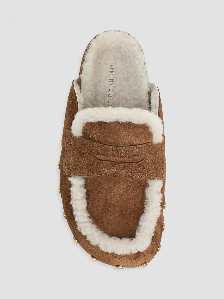 Veronica Beard Women's Fenix Studded Shearling Loafer Mules | Thumbnail 4