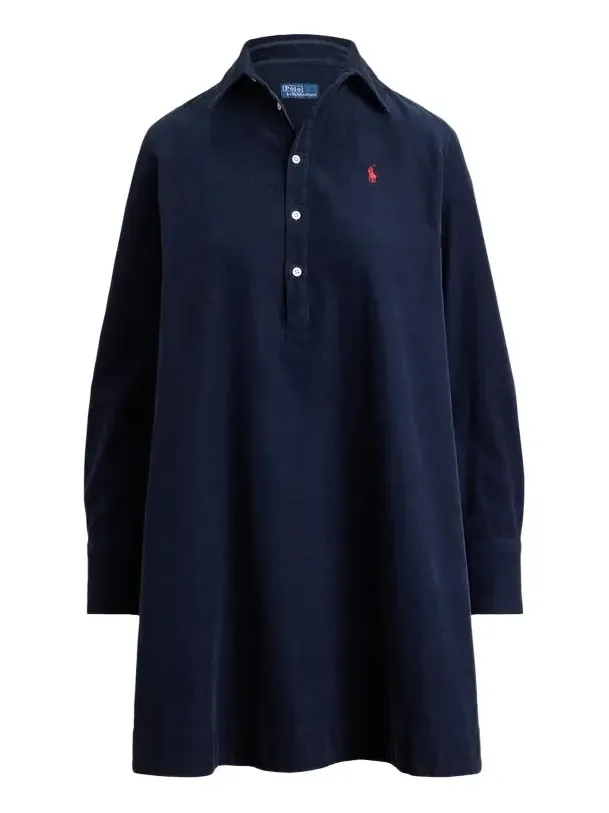 Women's Wide-Wale Corduroy A-Line Mini Shirtdress