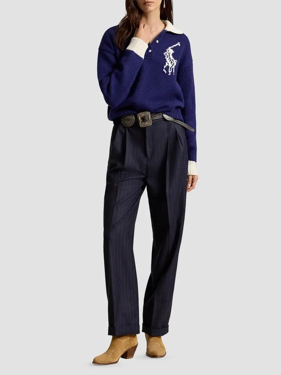 Polo Ralph Lauren Women's Logo Wool Knit Polo Sweater | Thumbnail 2