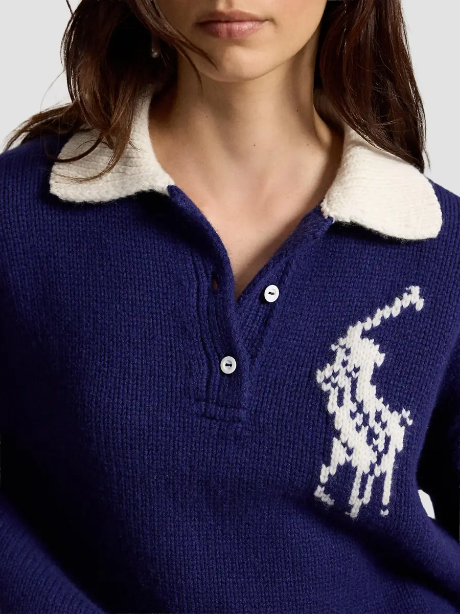 Polo Ralph Lauren Women's Logo Wool Knit Polo Sweater | Thumbnail 6